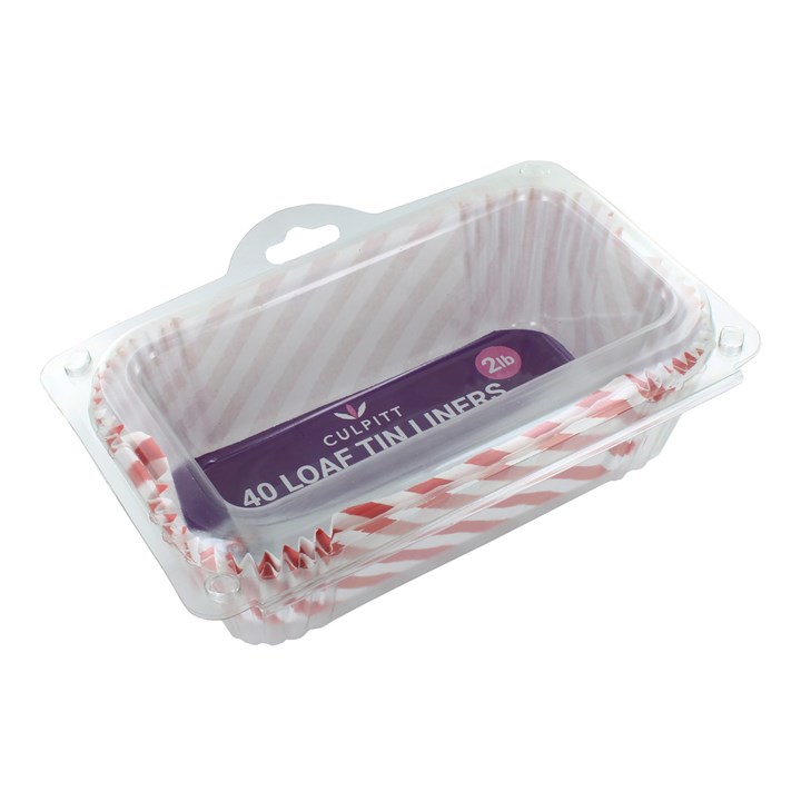 2lb RED STRIPE Loaf Cake Tin Airy Fryer Greaseproof Liners - 40Pk