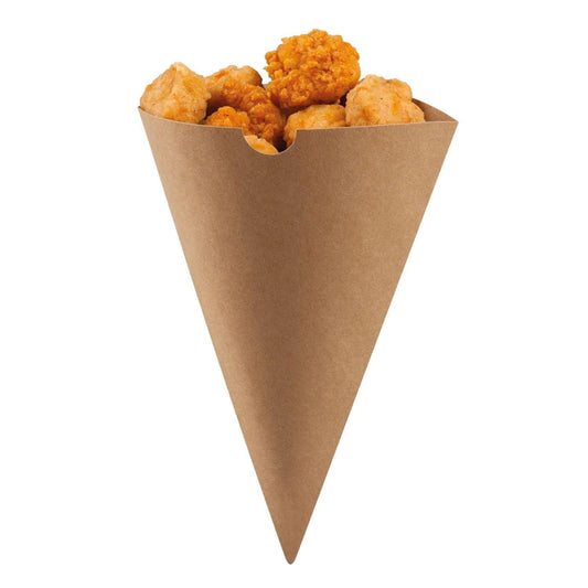 Kraft Brown Food/ Chip Cone Holders - Disposable & Recyclable