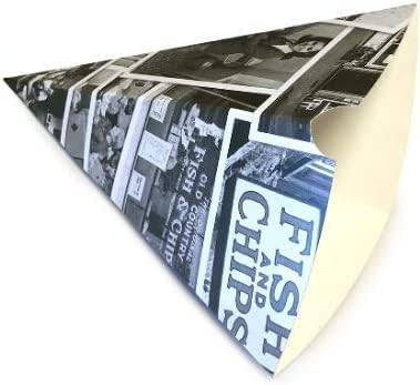 Newspaper Design Food Chip Cones/Holders - Recyclable & Disposable