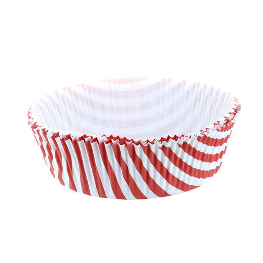 7" Greaseproof Round Cake Tin Liners - Red Stripe 50Pk