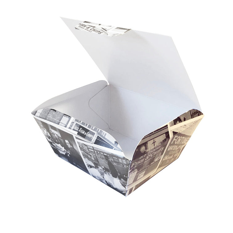 Retro Newspaper Burger Chip Box - Approx 5"