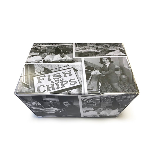 Retro Newspaper Burger Chip Box - Approx 5"