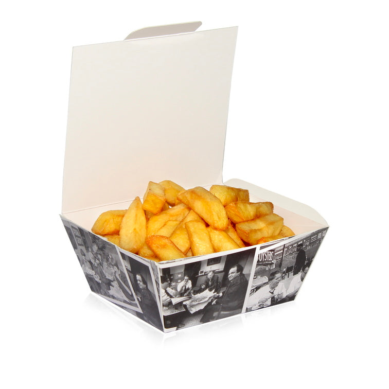 Retro Newspaper Burger Chip Box - Approx 5"