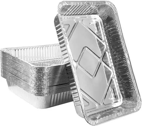 Aluminium RECTANGLE Tray Bake Brownie Roasting Baking Tin Foils - Approx 12.5x8x1.5 Inch