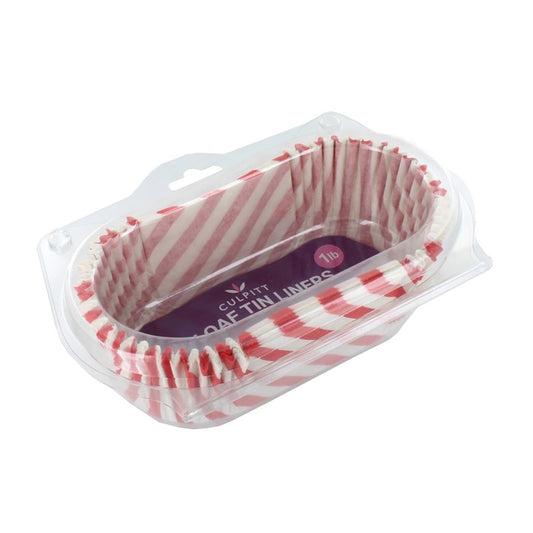 1lb RED STRIPE Loaf Cake Tin Airy Fryer Greaseproof Liners - 40Pk