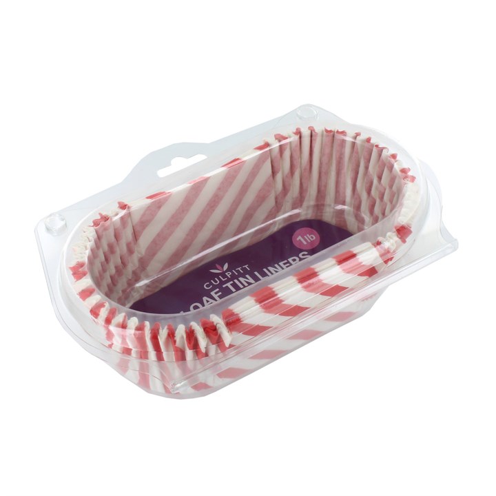 1lb RED STRIPE Loaf Cake Tin Airy Fryer Greaseproof Liners - 40Pk