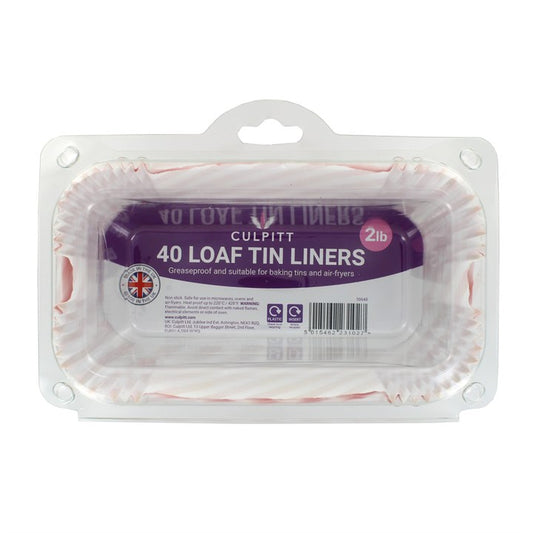 2lb RED STRIPE Loaf Cake Tin Airy Fryer Greaseproof Liners - 40Pk
