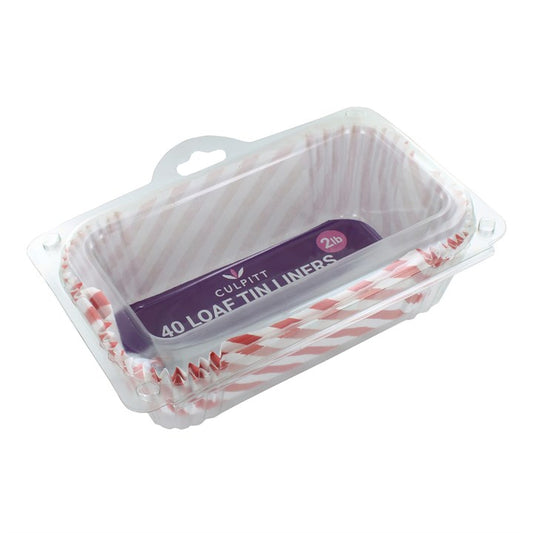 2lb RED STRIPE Loaf Cake Tin Airy Fryer Greaseproof Liners - 40Pk