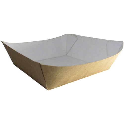 Kraft Brown BURGER Chip Food Tray Approx 4" - Disposable & Recyclable