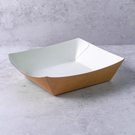 Kraft Brown BURGER Chip Food Tray Approx 4" - Disposable & Recyclable