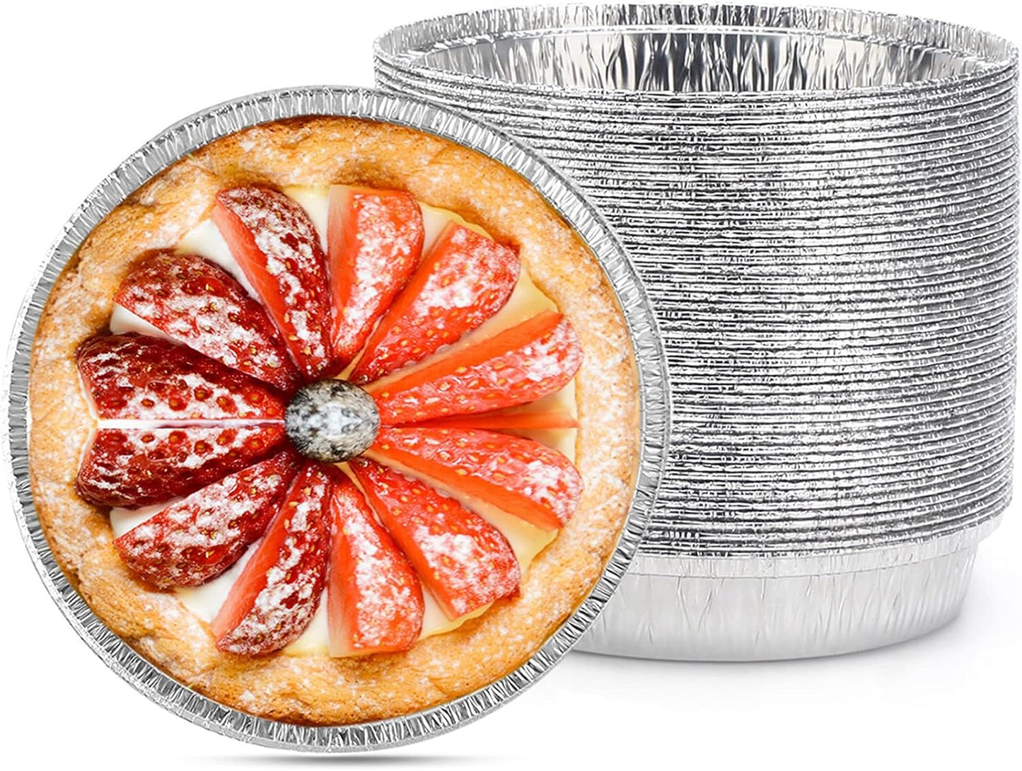 Aluminium Round FLAN Tart Pie Tin Foils - Approx 6.5 Inch Base