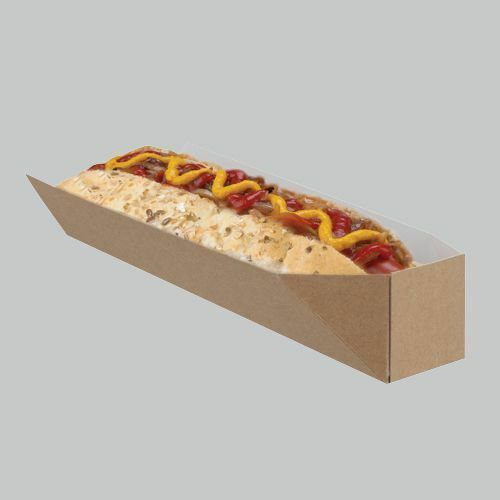 Kraft Brown Hot Dog Holders Trays - Disposable & Recyclable