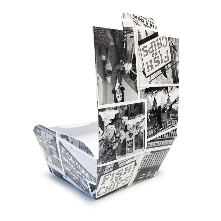 Retro Newspaper Burger Chip Box - Approx 5"