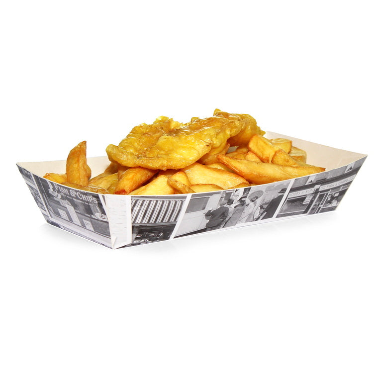 Newspaper Retro Food Chip Tray Standard - 8 x 4 x 2"