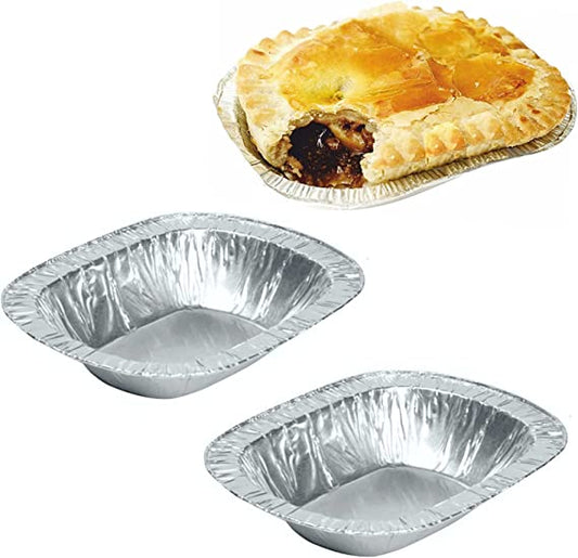 Individual Aluminium OBLONG Steak Pie Tin Foils - Approx 5.5x4x1 Inch